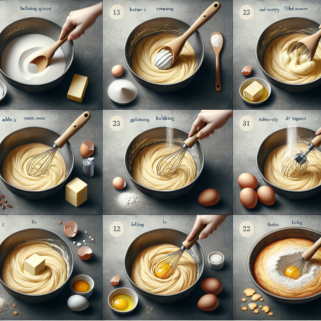 Different methods for incorporating ingredients, from creaming to folding